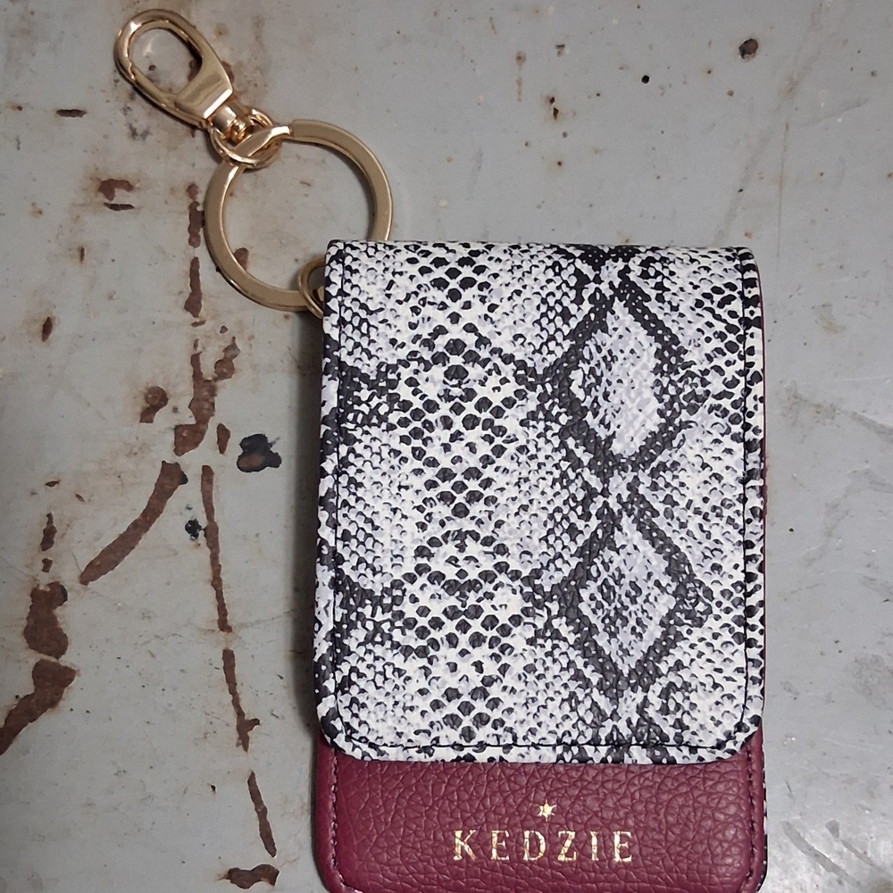 Snake Print Key & Card Holder - Black and Red